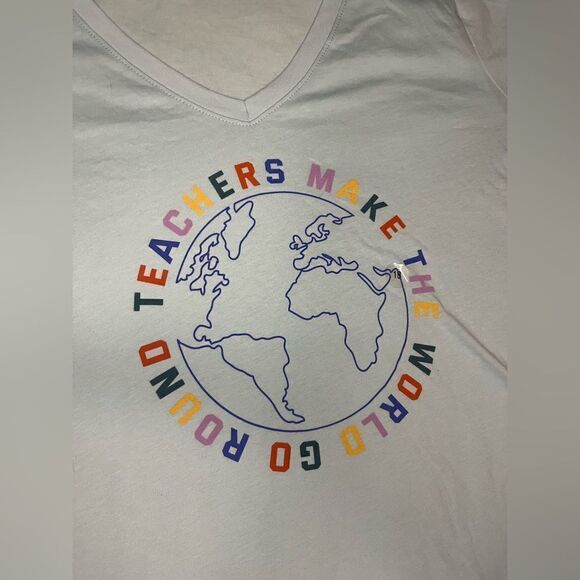 Lane Bryant Classic Teachers Make the World Go Round Graphic Tee sz 18 - Picture 5 of 10